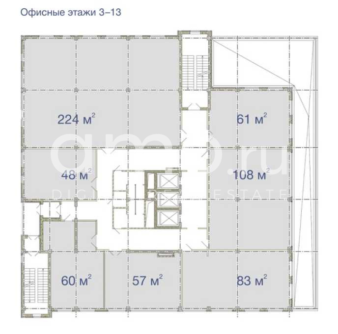 Планировка офиса 48-9200 м², 3 этаж, БЦ «Эльбрус»